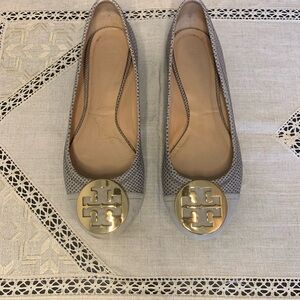 Tory Burch Two Tone Serena Snake Print Ballet Flats